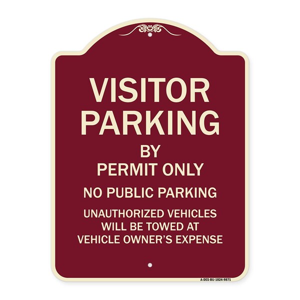 Signmission Designer Series-Visitor Parking By Permit Only No Public Parking Sign, 24" x 18", BU-1824-9871 A-DES-BU-1824-9871 - main